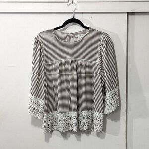 Studio JPR striped and laced peasant top sz. L